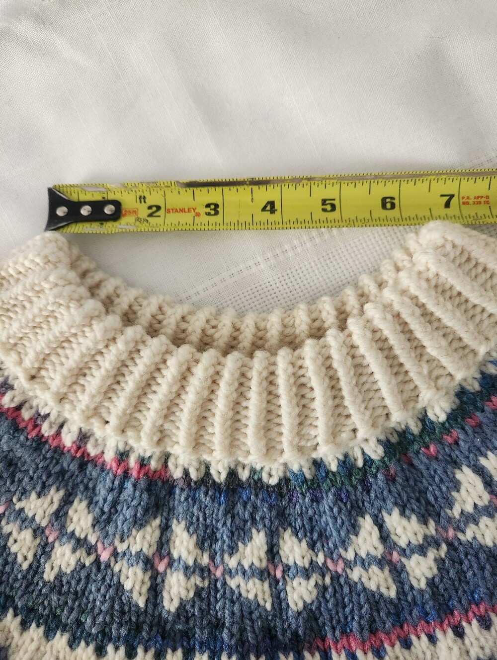 Handknit Fair Isle Nordic Yoke Chunky Cableknit Sweater - Picture 11 of 11